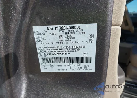 2010 Ford Escape Xlt из США, поврежденный, VIN 1FMCU9DGXAKB42936